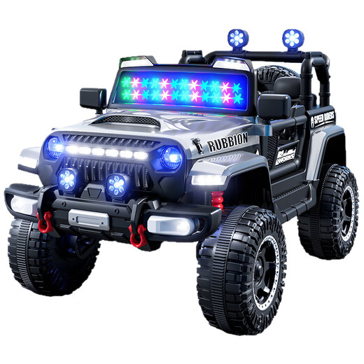 AKOOYA children's electric off-road vehicle cool sci-fi lights can seat people 1-8 years old large children's electric car baby gift flagship warrior gray + cool full flash sci-fi lights + remote control + dual drive 12V7 battery