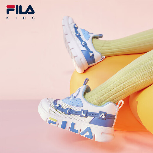 FILA New Year's gift KDS children's shoes children's training shoes summer style comfortable slip-on sneakers for boys and girls FILA white/seaside blue-WR same style for men and women 24 24/inner length 14.5cm