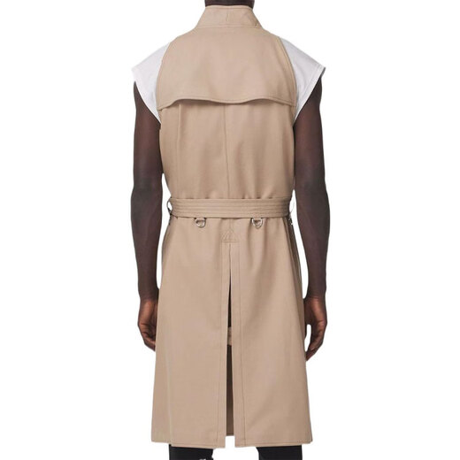 Burberry (BURBERRY) New Year's gift Burbrry FW22 solid color sleeveless double-breasted windbreaker men's khaki khaki same style for men and women one size 48