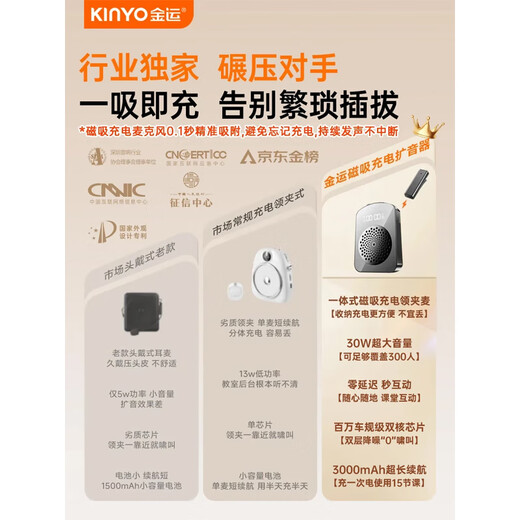 Jinyun Super Large Volume丨Recommended by Famous Teachers Little Bee Amplifier Teacher's Special Lavalier Microphone Teaching Tour Guide Explainer Noise Reduction Anti-Howling Outdoor Portable M10