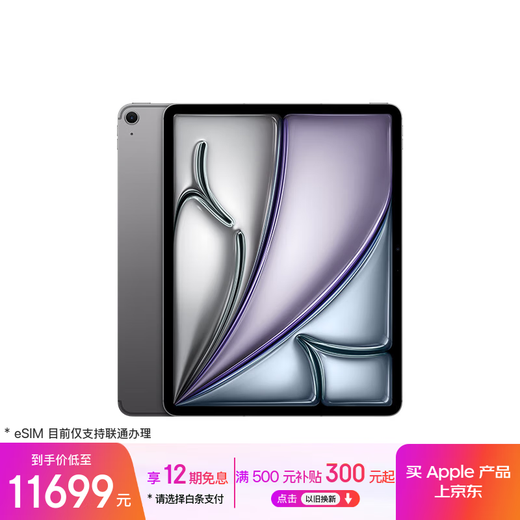 Apple/苹果iPad Air 13英寸 M3芯片2025年款 平板电脑 (1TB eSIM版/学习办公娱乐)深空灰色