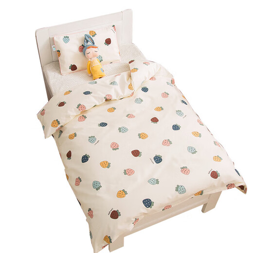 He Jiagong 100-count pure cotton children's quilt cover single piece 1.2m 1.5m bed cotton cartoon baby kindergarten quilt Strawberry Komachi long-staple cotton soft and breathable 100-count cotton children's quilt cover 60cm*120cm