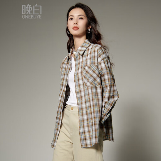Late White New Product 2025 Autumn Lapel Fashion Top Simple Elegant Elegant Temperament Versatile Shirt Women Brown S
