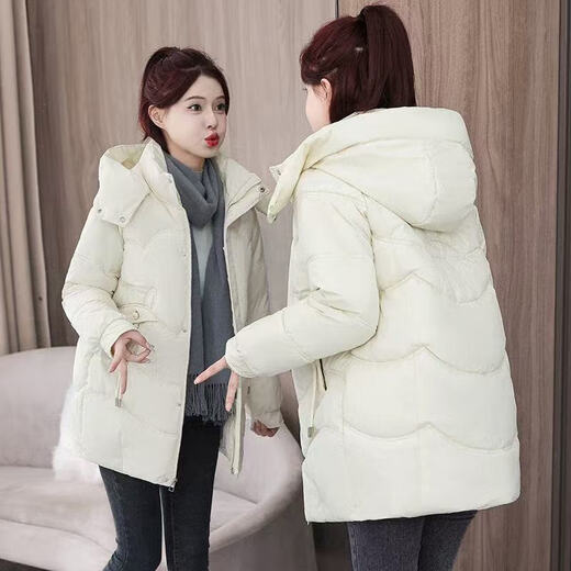 2025 new cotton-padded jacket, super good-looking, thickened cotton-padded jacket, Korean version, light and not bulky, down cotton mid-length winter jacket, black XL 115-130Jin Jin is equal to 0.5 kg