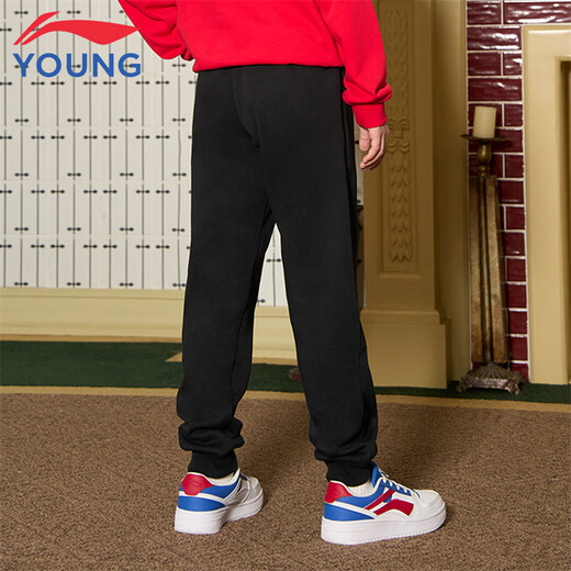 Li Ning children's clothing children's sports pants for boys and girls plus velvet lock warm cotton feel soft leggings sweatpants 170YKLV465-1