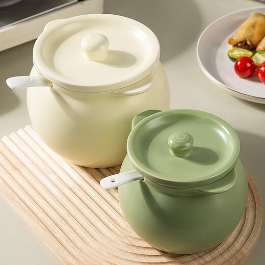 Newair lard jar household ceramic high temperature resistant food grade oil jar meat oil chili red oil jar kitchen container with lid cream white 700ml + stainless steel filter + spoon