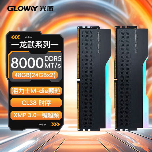 Gloway 48GB (24GBx2) DDR5 8000 desktop memory Longwu RGB light strip Hynix M-die CL38 Starry Sky Black