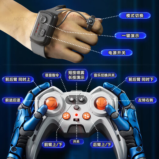 German brand children's voice-controlled electric intelligent voice machine puppy gesture sensor remote control car boy toy white - handle + voice + gesture