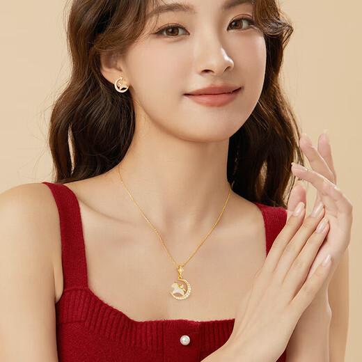 Ji Sifan Light Luxury Brand Zodiac Year Necklace Girls Horse Pendant Heart-warming and Practical Birthday Memorial Gift for Girlfriend and Wife Dream as Horse-Zodiac Hetian Jade Necklace