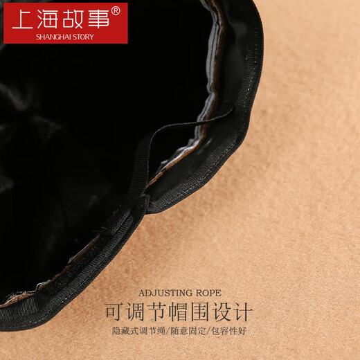 Shanghai Story Women's Hat Autumn and Winter Wool Octagonal Hat Painter Hat Pumpkin Hat Showing Your Face Small Birthday Gift Khaki