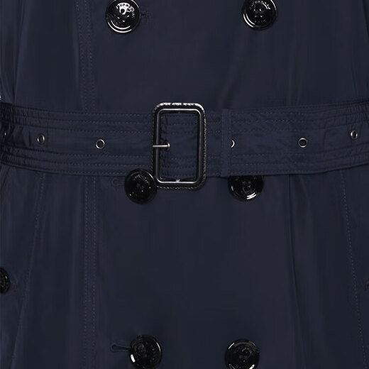 博柏利（BURBERRY）纯色系带双排扣长袖风衣男款深蓝色 S