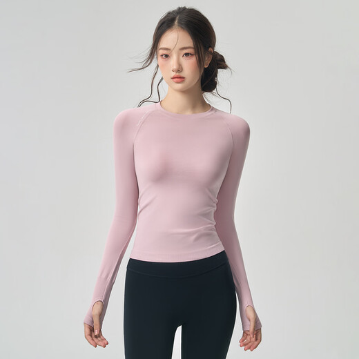 LULULMCCTN tight slimming yoga top for women autumn nude sports T-shirt long-sleeved Pilates training fitness wear dark blue S