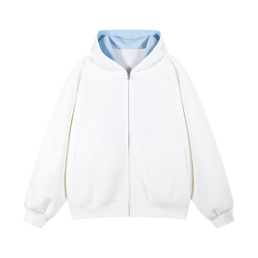 Dingfengbaoluo American Cardigan Hooded Sweatshirt Heavyweight Men's and Women's Autumn Casual Loose Couple Jacket XDS01 Hemp Gray XL