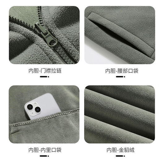 Woodpecker (TUCANO) three-in-one jacket men's winter 2025 new velvet thickened outdoor three-proof warm mountaineering clothing military green (three-in-one removable liner) XL (recommended 120-140 Jin Jin equals 0.5 kg)