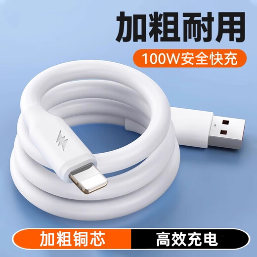 Pop-up-free data cable, thick and long python cable body, suitable for iPhone8-14 Apple mobile phones and iPads, durable and does not damage the machine, 1.0 meters in one set, USB interface, 100W fast charging python cable