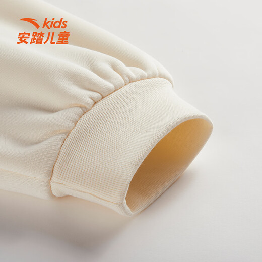 ANTA children's fleece sweatshirt for girls 2025 winter new Chinese ice and snow cute print knitted pullover cheese white-1 fleece 101 cm