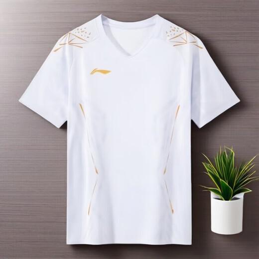 Li Ning 19902025 new badminton uniform for children 8 to 12 years old table tennis quick-drying breathable men's and women's sports competition customization FKYP-navy blue sports T-shirt 140 children's code