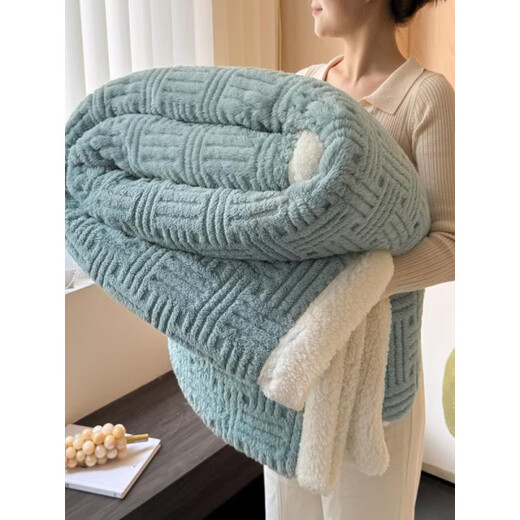 Dohia Lamb's Velvet Blanket Thick Blanket Bed Office Nap Blanket Shawl Sofa Blanket Quilt Sheets 2025 Soft-Dark Khaki Category A Maternal and Infant Grade Long-term Use and No Shedding Baby Blanket-100x150cm Thickened Shu Cotton Lamb's Velvet Multi-Function