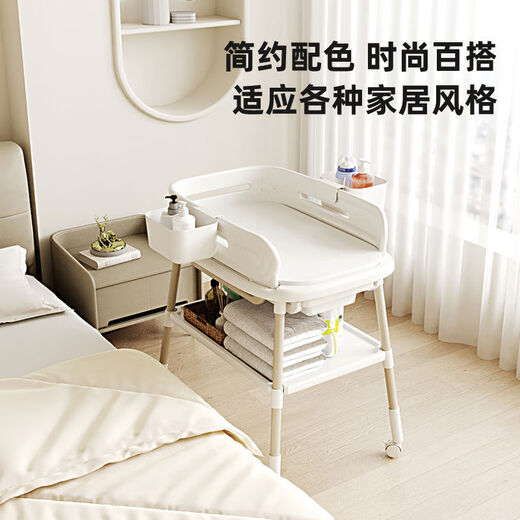 Diaper table, large capacity, baby care table, multifunctional touch bed, newborn diaper changing bed, removable crib, 1 piece, nursing table + hanging basket*2