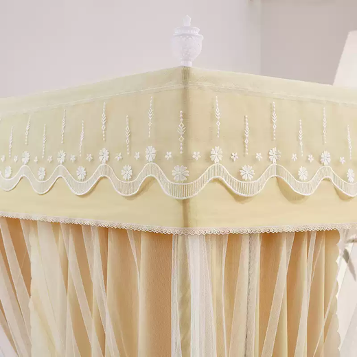 Fantasy blackout bed curtain for home bedroom three-door floor-standing mosquito net, palace princess style blackout bed curtain, windproof, warm and mosquito-proof, Qingwulan single dustproof top - no bracket, width 1.5*length 2.0*height 2.0