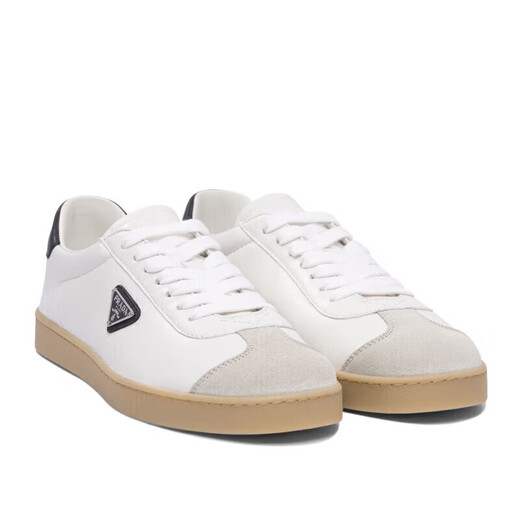 PRADA Men's Shoes White Spliced Lace-Up Logo Casual Sports Shoes Sneakers Discount 39/UK5
