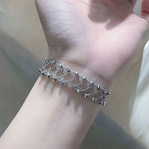 Lao Fengxiang PT950 platinum bracelet for women platinum starry star fruit chain bracelet gourd bouncy bead platinum about 11.17g/platinum bouncy bead lace woven bracelet