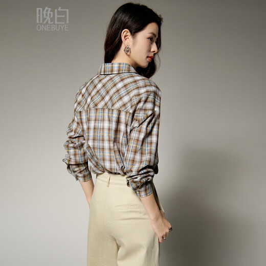 Late White New Product 2025 Autumn Lapel Fashion Top Simple Elegant Elegant Temperament Versatile Shirt Women Brown S