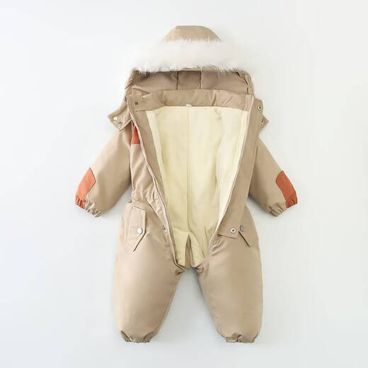 Disney (Disney) children's velvet thickened jumpsuit winter new double zipper ski suit jumpsuit baby crawling suit harem fashion color matching fog blue 110cm 110