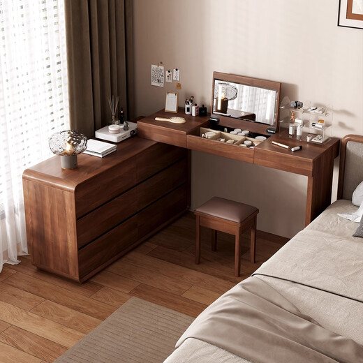 Qiuke solid wood dressing table and drawer cabinet integrated bedroom antique style dressing table storage cabinet large capacity storage cabinet dressing table
