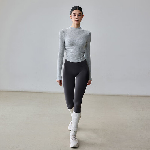 Gigt Jiji yoga clothing top women's autumn and winter half-high collar yoga T-shirt running fitness clothing outer wear Pilates training clothing lotus root pink S