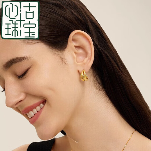 Xingu Boutique 18k gold earrings Wu Qianyu Tong Onchic earrings for women, plated earrings, very light, wrapped wavy line C-shaped earrings (gold)