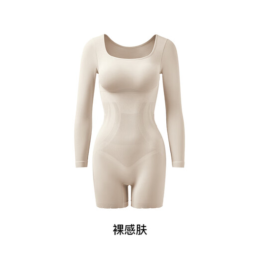 Curva 2025 Nuevo traje de forma oscura e inteligente de una pieza con forma de calidez, nalgas de aliento del vientre para mostrar las medias de manga larga de su cuerpo para la piel de las mujeres M