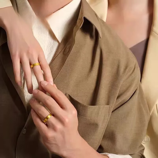 Lanlian gold-wrapped gold pure gold 999 ancient ring for men and women 2025 new pure gold ring gift for girlfriend, gold 0.4 grams-No. 9