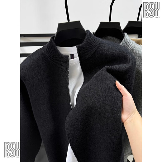 BG GLAMURB light luxury brand jacket men's jacket high-end simple low-key cardigan sweater men's autumn stand-up collar casual sweater gray L recommended 120-135Jin Jin equals 0.5 kg