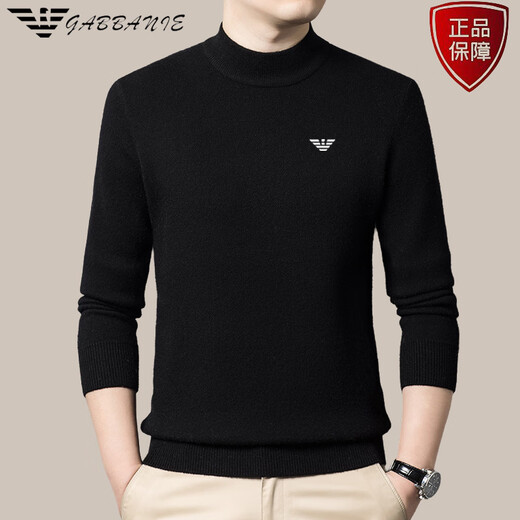 ARMANI EXCHANGE Armani pure cashmere sweater men's half turtleneck thickened sweater winter knitted base cardigan for men black half turtleneck L 170 recommended weight 125-140Jin Jin equals 0.5 kg