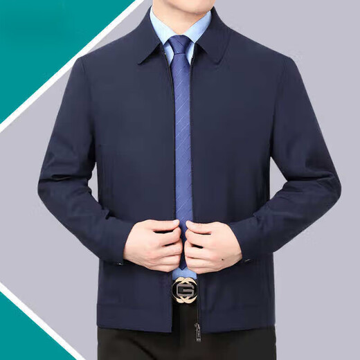 SEVEN 7 Seven brand men's jacket mulberry silk spring and autumn middle-aged dad wear business casual executive lapel iron-free jacket dark blue lapel L 175/92A