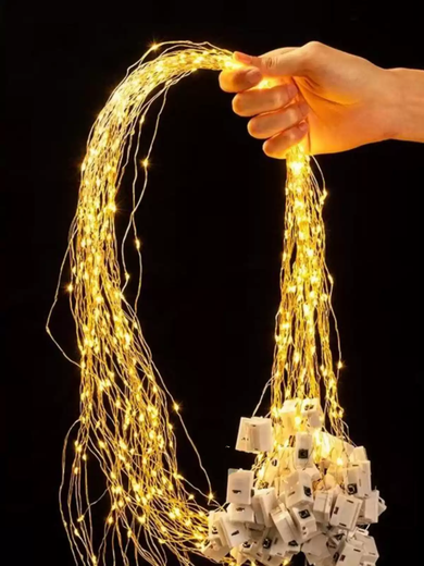 Fantasy atmosphere gift box light night market wedding dress stall small lantern warm color flower bouquet light birthday cake decoration light string 200 strings individually packaged slow flash + fast flash + constant light