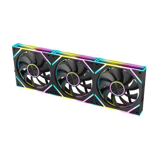 Jingpin Lu Prism V2 bloc de construction ventilateur noir feuille inversée triple paquet épissage sans fil châssis refroidissement ventilateur 12CM synchronisation de la lumière divine 5V 3 broches ARGB PWM contrôle de la température régulation de la vitesse