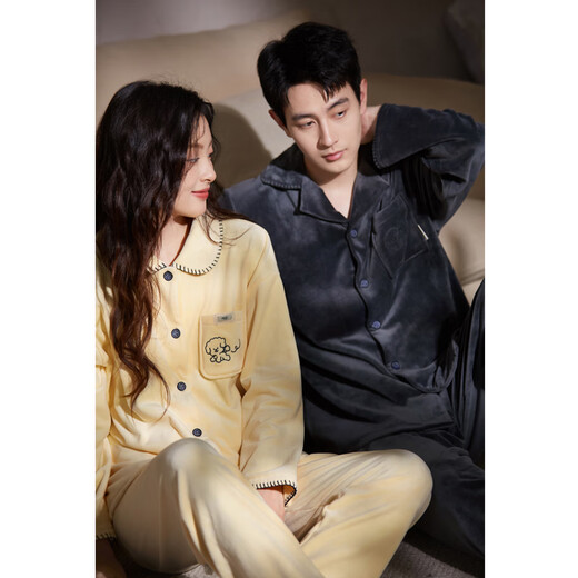 Mrs. Slee Sleep TIGHT couple pajamas for women in autumn and winter, island velvet thin velvet, warm, high-quality, light and luxurious, men can wear outside home clothes in winter LYR1212-women's XL