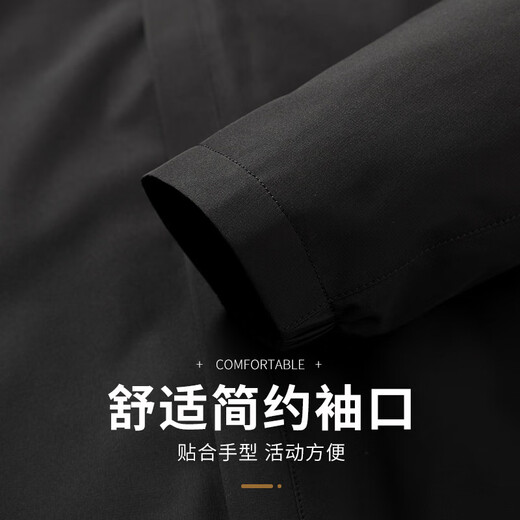 Flying in the snow men's jacket autumn and winter warm plus velvet lining removable hood casual jacket men's black 180