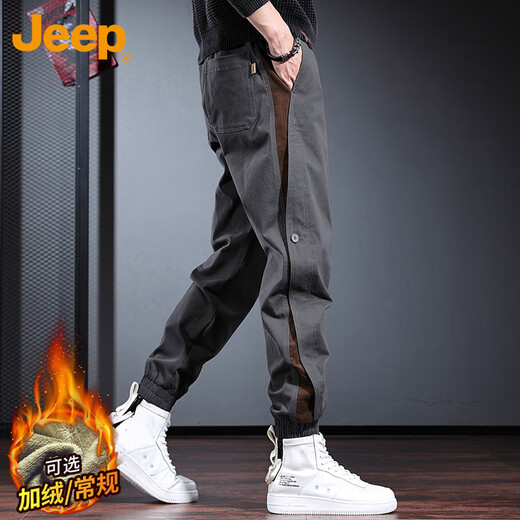JEEP Casual Pants Men's Autumn and Winter Loose Leg Work Pants Men's Trendy and Versatile Men's Pants Gray XL