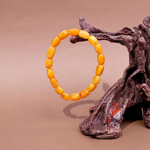 WANJUN Natural Baltic Sea Chicken Fat Yellow Old Beeswax Bracelet Buddha Beads Beeswax Raw Mineral Seed Beads Follow the Shape Passepartout Bead Diameter 7-8mm Old Wax Collection Boutique Comes with Certificate Supports Re-inspection