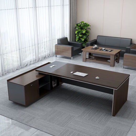 Boss desk, CEO desk, executive desk, single supervisor desk, manager desk, full set of simple office furniture, 1.6m boss desk + side cabinets