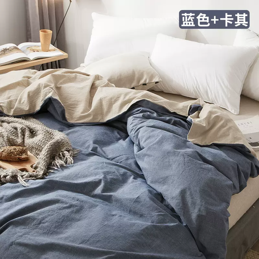 Yusenyi washed full dormitory pure cotton quilt cover 150x200x210x230x229 cotton single piece single student double blue-khaki 19-tall student special model 150X210 quilt cover-15