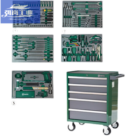 Shida Tool Trolley Set 176 Pieces Industrial Production Maintenance Comprehensive Set 5 Drawer Tool Trolley 09951 176 Pieces Industrial Maintenance Set (No Tool Trolley)_09950
