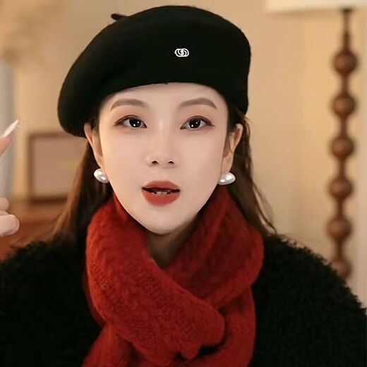 Temperament and warm beret, fashionable and versatile, Korean version, shaped and face-changing, autumn and winter new elegant painter hat M555 black