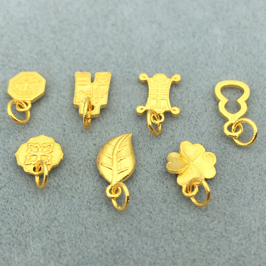 Fir crown solid ancient method engraved gold color small pendant lift pendant pendant imitation old gold bracelet accessories DIY accessories No. 14 fortune abacus gold one piece (fake one