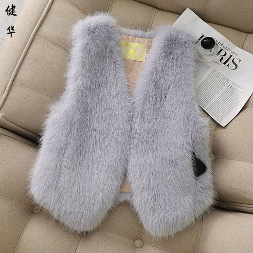 Yinshi Grape Purple 2025 new style imitation fox fur imitation fur vest short vest for women high-end light luxury model slim large size black S