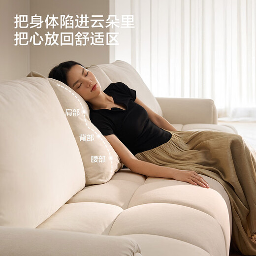 Lin's Home Cream Style Fabric Sofa Living Room 2025 New Puff Sofa Cat Scratch Cloth Furniture Small Apartment Sofa TBS175 2.68 meters | Roaming Gray 12 Anti-bacterial Cat Scratch Cloth