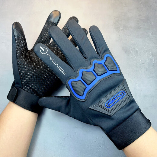 Haoguan (HAOGUAN) outdoor cycling winter gloves for men, warm and velvet, waterproof, windproof, touch screen, anti-fall, sports, non-slip, thickened motorcycle, gray black, one size fits all